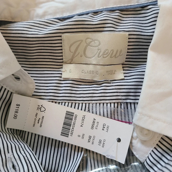 NWT J. Crew Classic Fit Crisp Cotton Poplin Shirtdress 0 - Picture 5 of 7